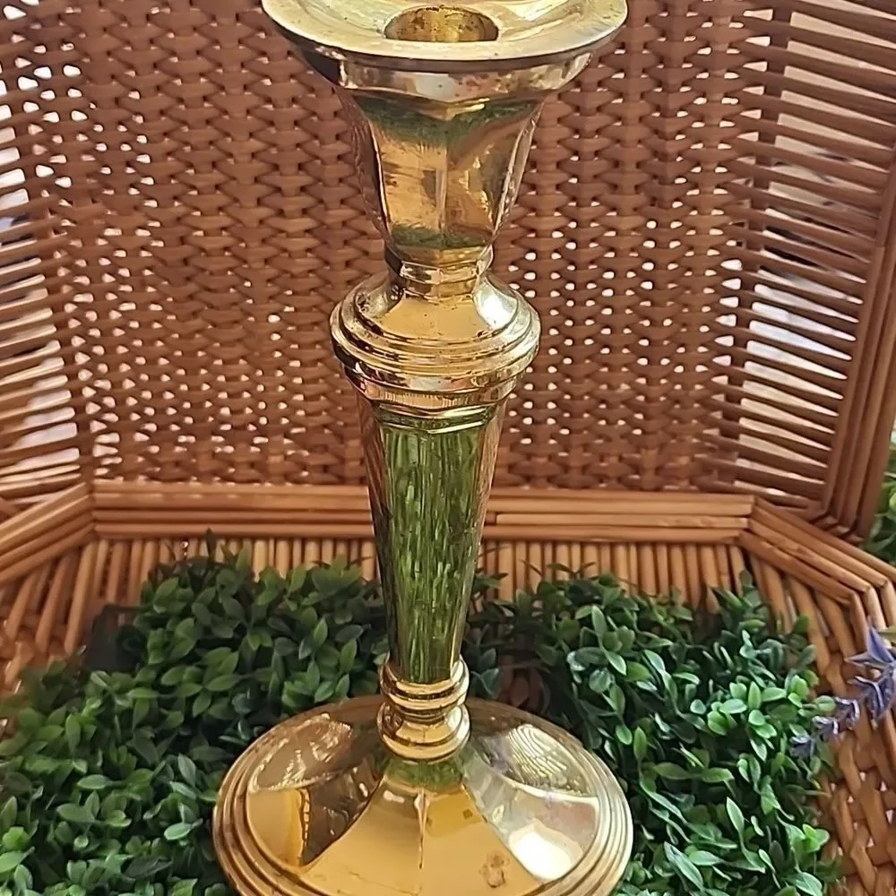 Vtg Stiffel Weighted Shiny Decorative Brass Candle Holder Classic